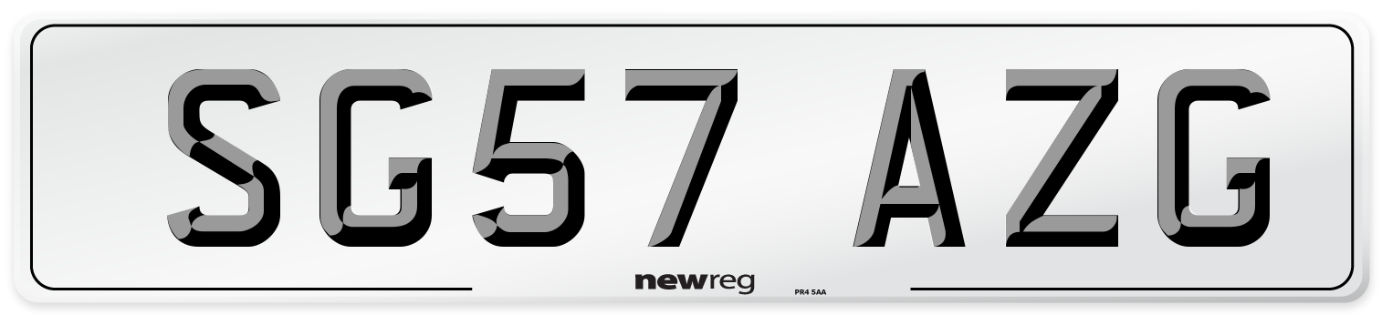 SG57 AZG Number Plate from New Reg